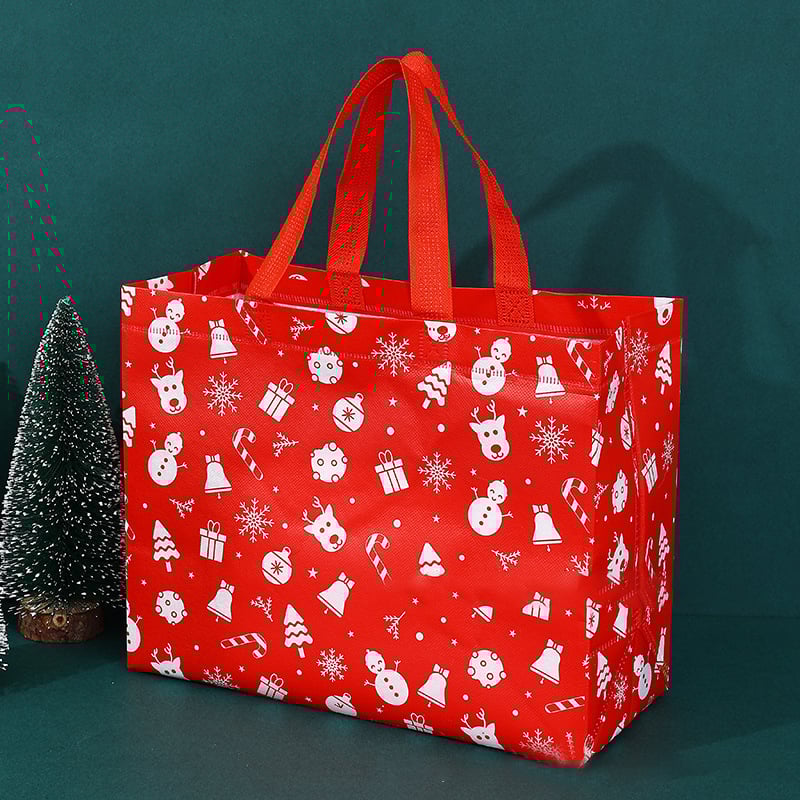 16PCS Christmas Gift Bags With Assorted Patterns. Reusable Non - Woven