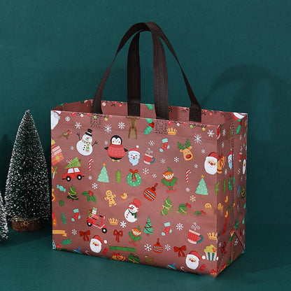 16PCS Christmas Gift Bags With Assorted Patterns. Reusable Non - Woven