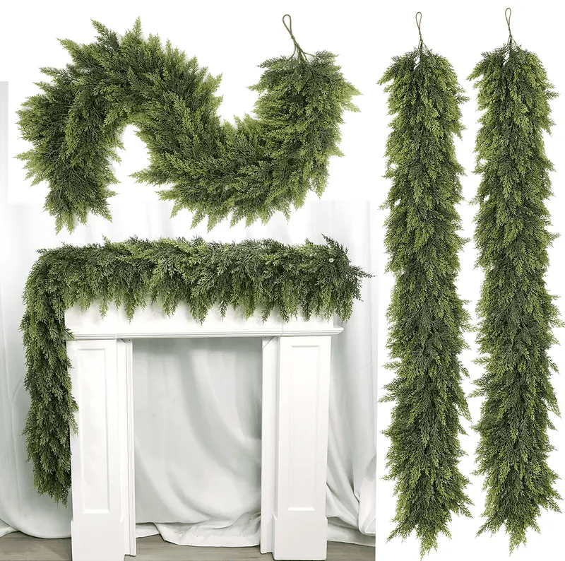 🎅⛄2025 Christmas Artificial Cypress Leaf Vine Wreath🎄(1.8m)
