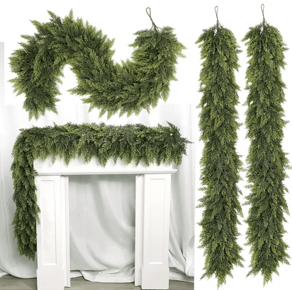 🎅⛄2025 Christmas Artificial Cypress Leaf Vine Wreath🎄(1.8m)