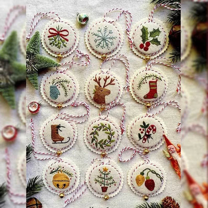Hand Red Embroidery Christmas Ornaments kit