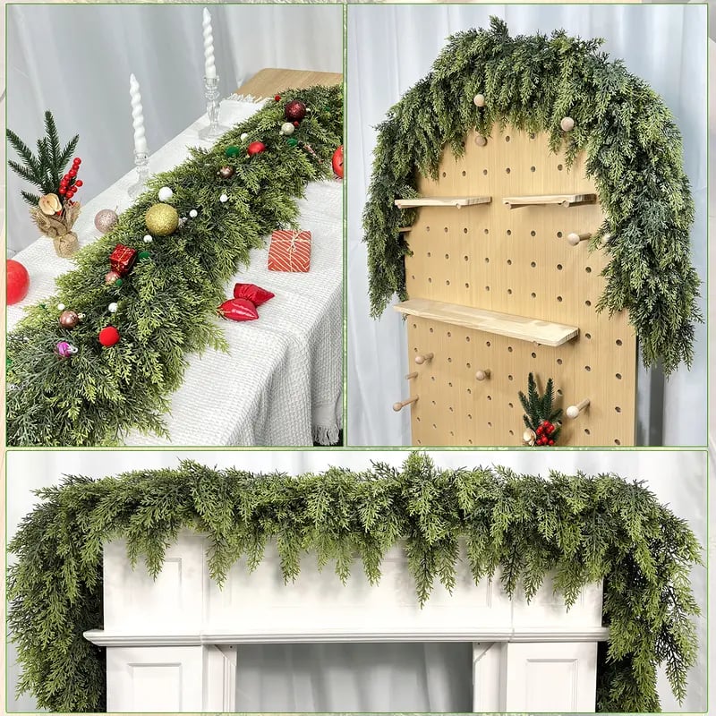 🎅⛄2025 Christmas Artificial Cypress Leaf Vine Wreath🎄(1.8m)