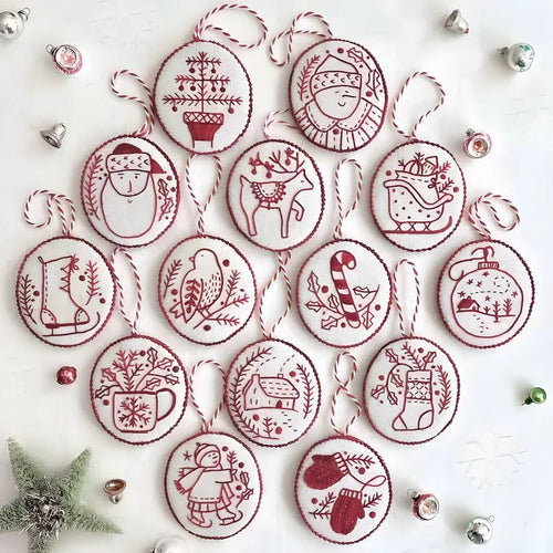 Hand Red Embroidery Christmas Ornaments kit