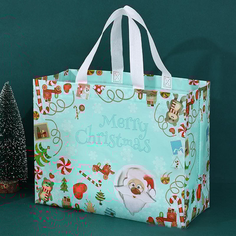 16PCS Christmas Gift Bags With Assorted Patterns. Reusable Non - Woven