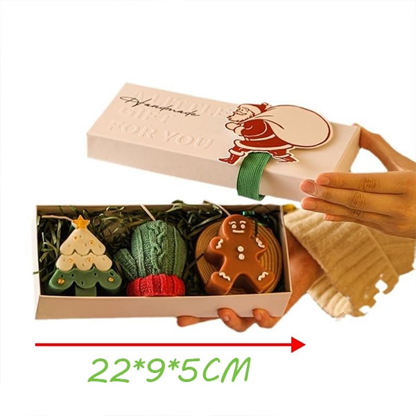 Christmas Gift Set with Scented Candle and Christmas Tree Ornaments - Holiday Gift