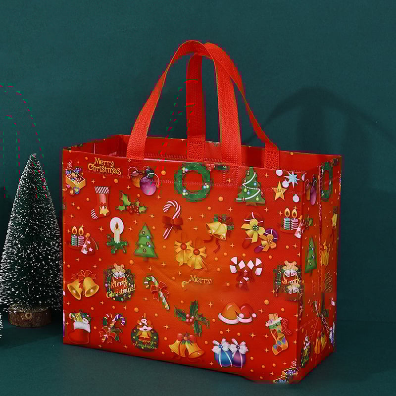 16PCS Christmas Gift Bags With Assorted Patterns. Reusable Non - Woven