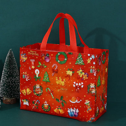 16PCS Christmas Gift Bags With Assorted Patterns. Reusable Non - Woven