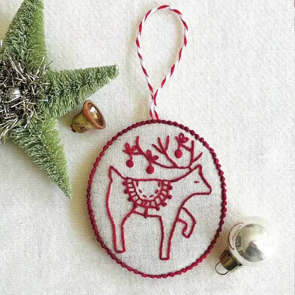 Hand Red Embroidery Christmas Ornaments kit
