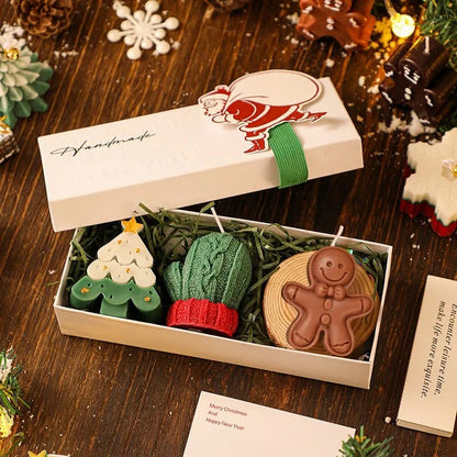Christmas Gift Set with Scented Candle and Christmas Tree Ornaments - Holiday Gift