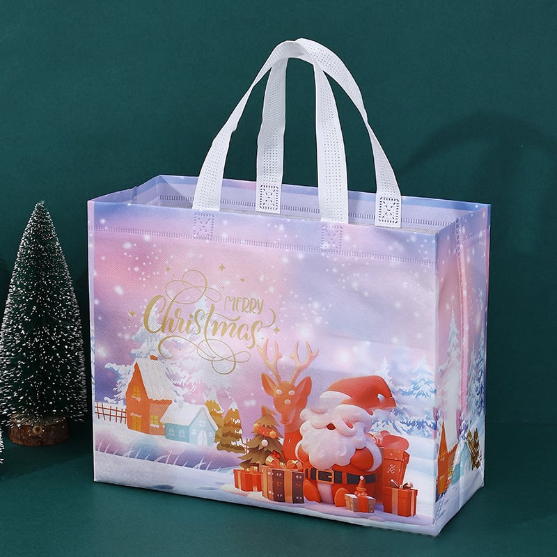 16PCS Christmas Gift Bags With Assorted Patterns. Reusable Non - Woven