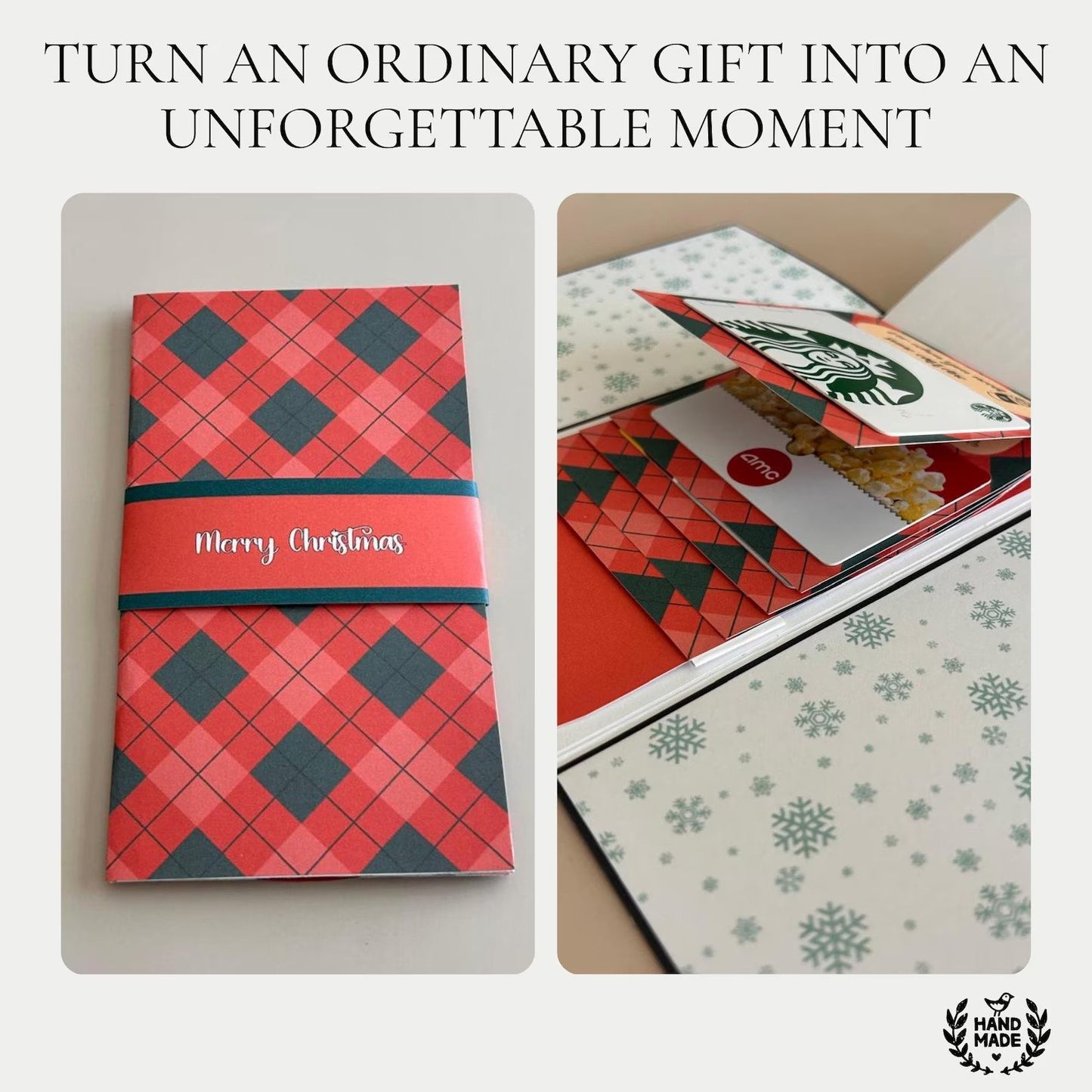 🎅✨Handmade Waterfall Christmas Gift Card Booklet♻️Free PDF Included!