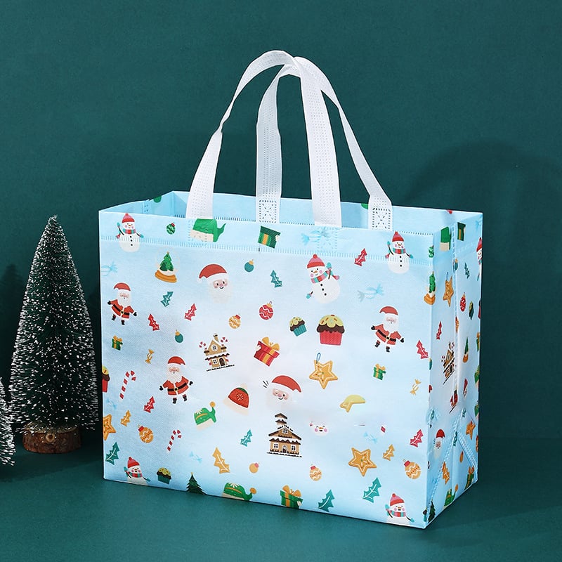 16PCS Christmas Gift Bags With Assorted Patterns. Reusable Non - Woven