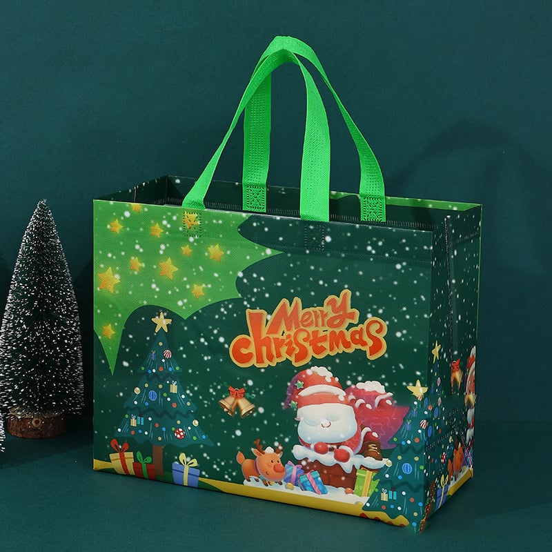 16PCS Christmas Gift Bags With Assorted Patterns. Reusable Non - Woven