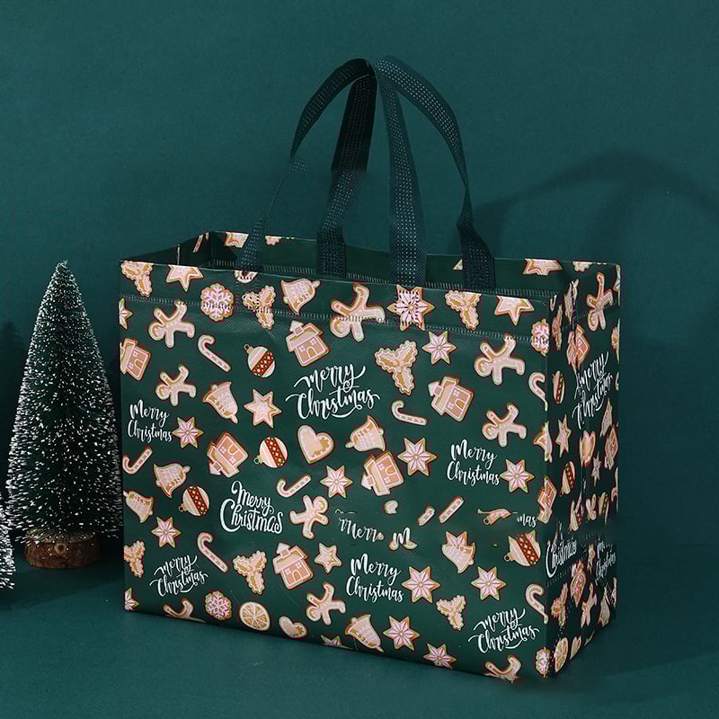 16PCS Christmas Gift Bags With Assorted Patterns. Reusable Non - Woven