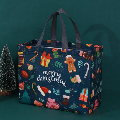 16PCS Christmas Gift Bags With Assorted Patterns. Reusable Non - Woven