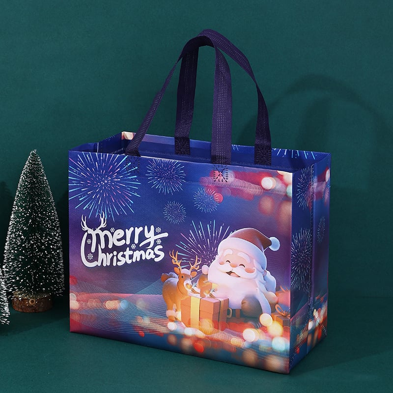 16PCS Christmas Gift Bags With Assorted Patterns. Reusable Non - Woven