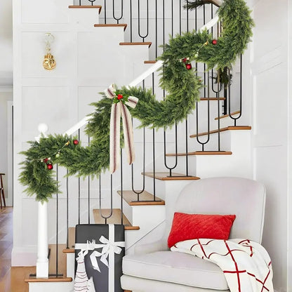 🎅⛄2025 Christmas Artificial Cypress Leaf Vine Wreath🎄(1.8m)