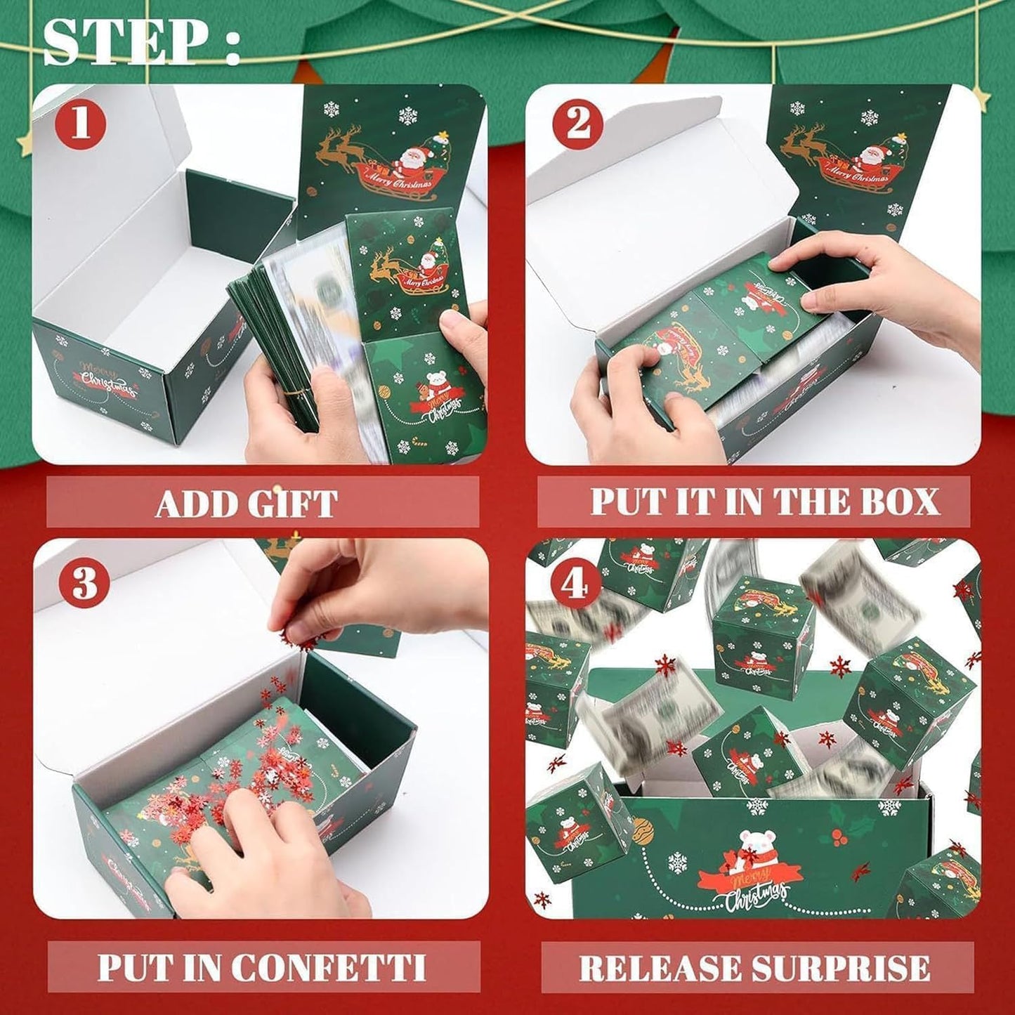 💥Surprise explosion gift box💥 2025 explosion gift box, Christmas pop-up explosion folding gift box