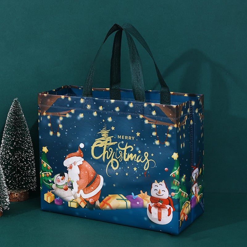 16PCS Christmas Gift Bags With Assorted Patterns. Reusable Non - Woven
