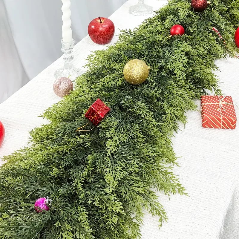 🎅⛄2025 Christmas Artificial Cypress Leaf Vine Wreath🎄(1.8m)