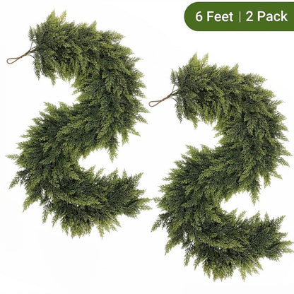 🎅⛄2025 Christmas Artificial Cypress Leaf Vine Wreath🎄(1.8m)